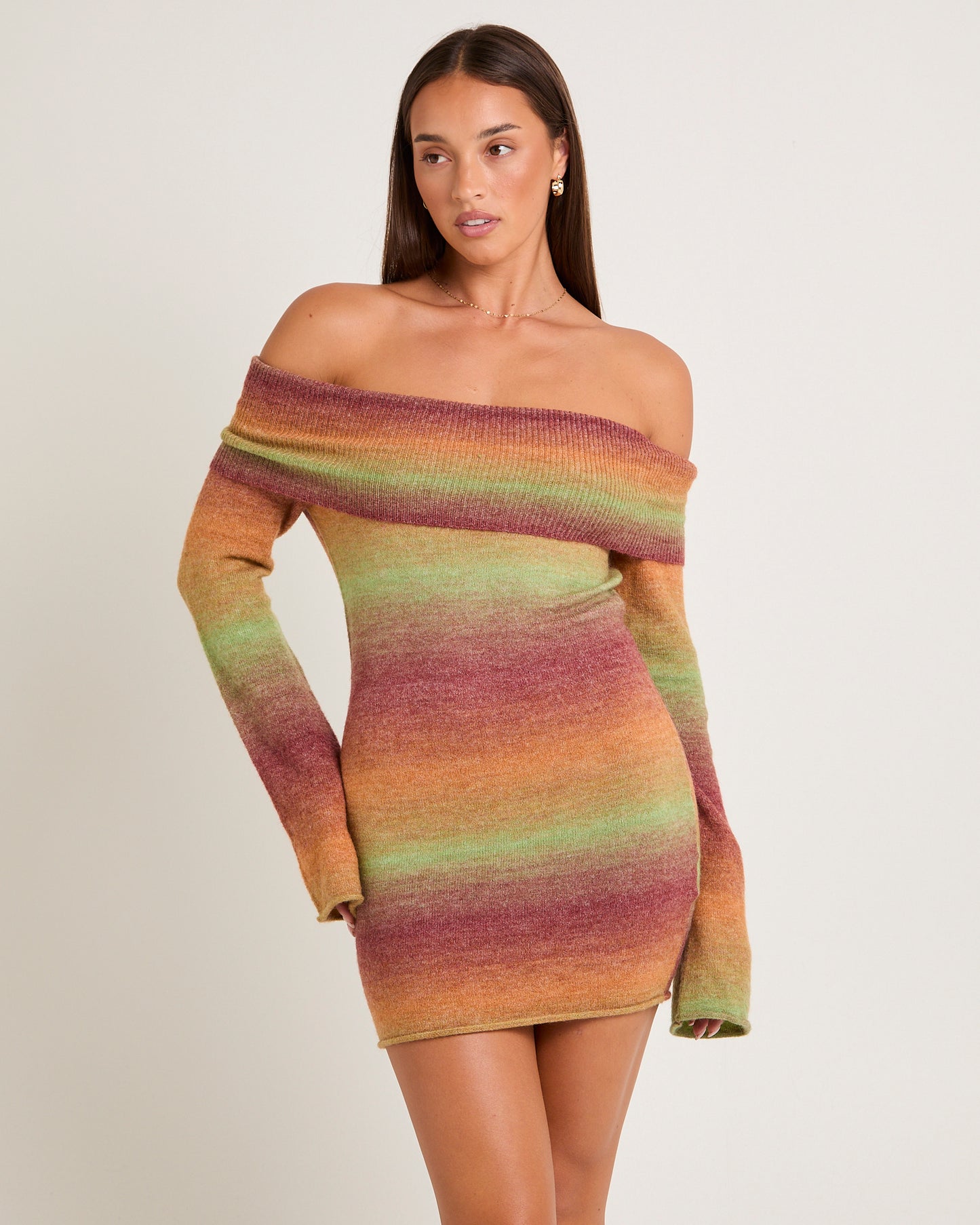 Orla Ombre Off Shoulder Knit Mini Dress