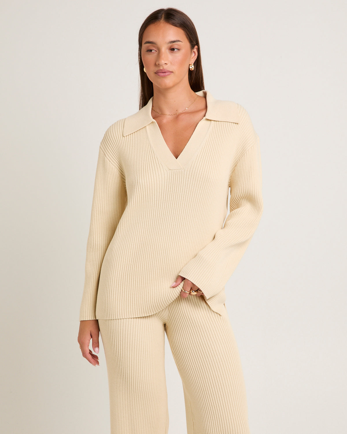 Stella Ribbed Knit Sweater IVORY