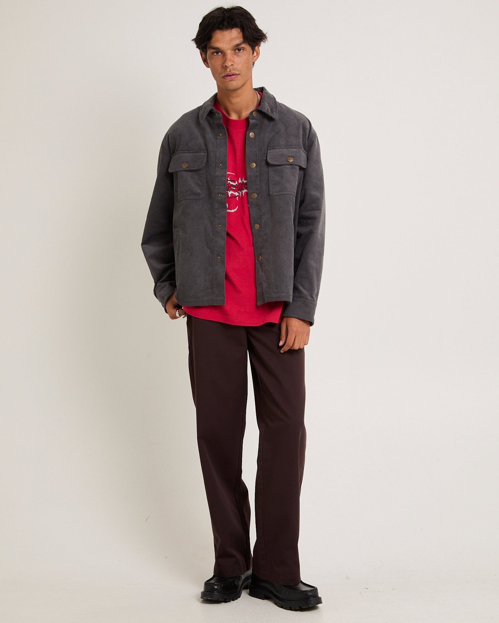 Conditions Corduroy Long Sleeve Overshirt SMOKE