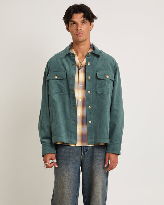 Conditions Corduroy Long Sleeve Overshirt TEAL