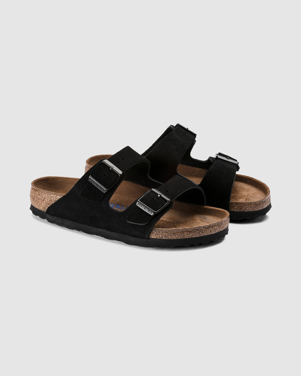 Arizona Soft Foot Bed Suede Leather Sandal BLACK