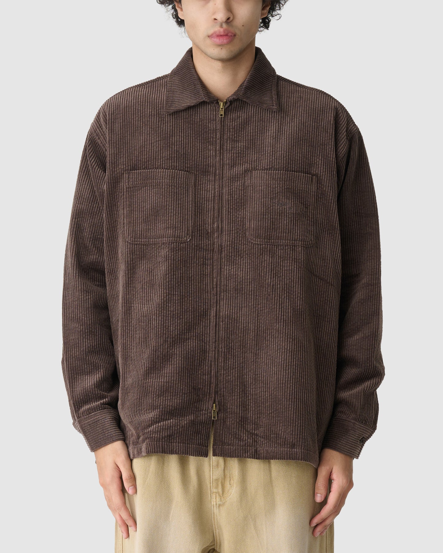 Zip Thru Long Sleeve Cord Shirt