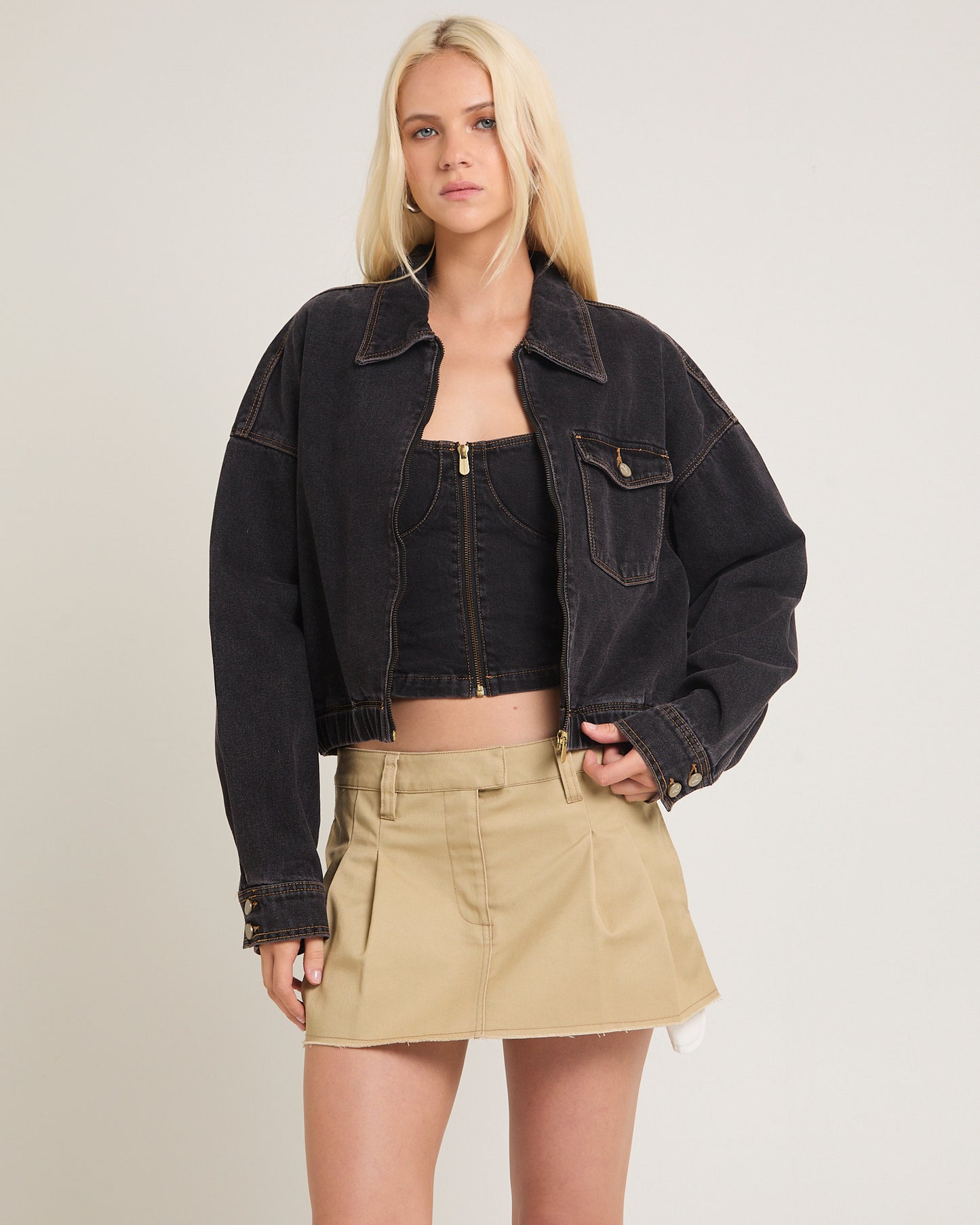 Denim Bomber Jacket Cara