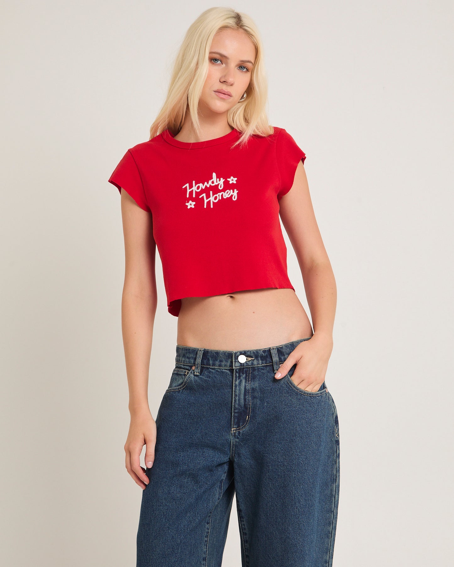 90's Rib Cut Off Baby Tee