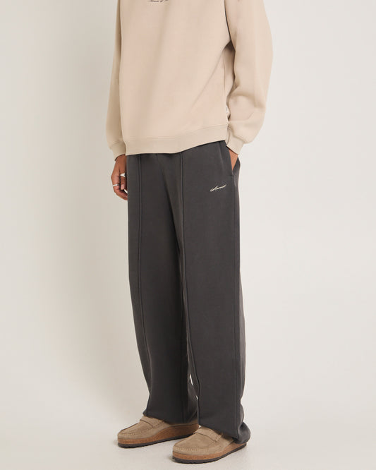 Script Straight Leg Track Pants WASHED BLACK