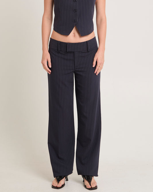 Jaylee Low Rise Pants NAVY PINSTRIPE