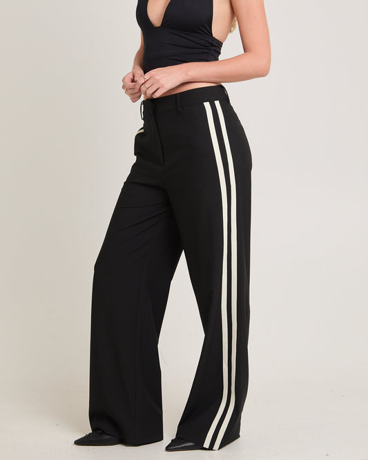 Leon Stripe Detail Suit Pants BLACK