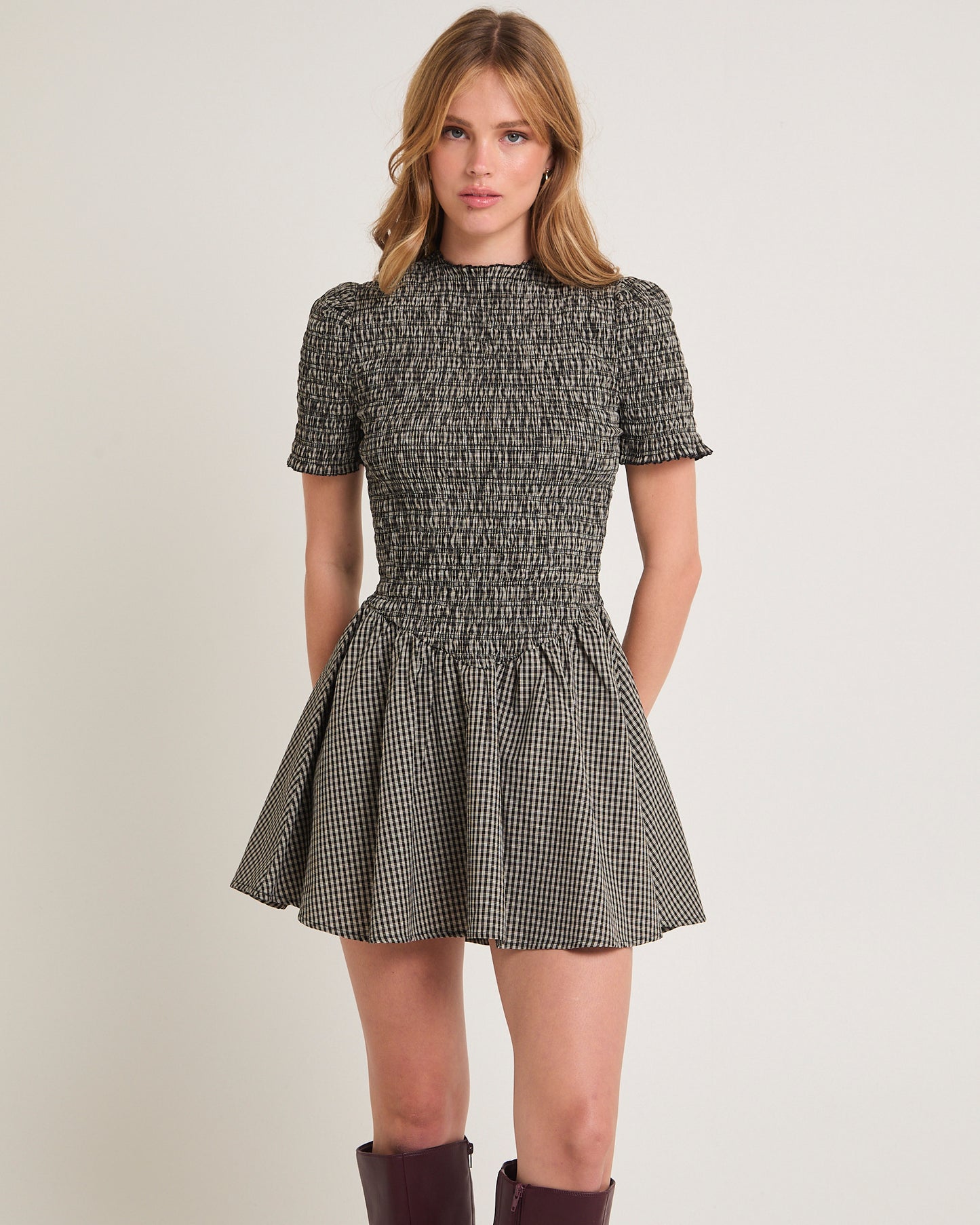 Bonnie Shirred Bubble Mini Dress