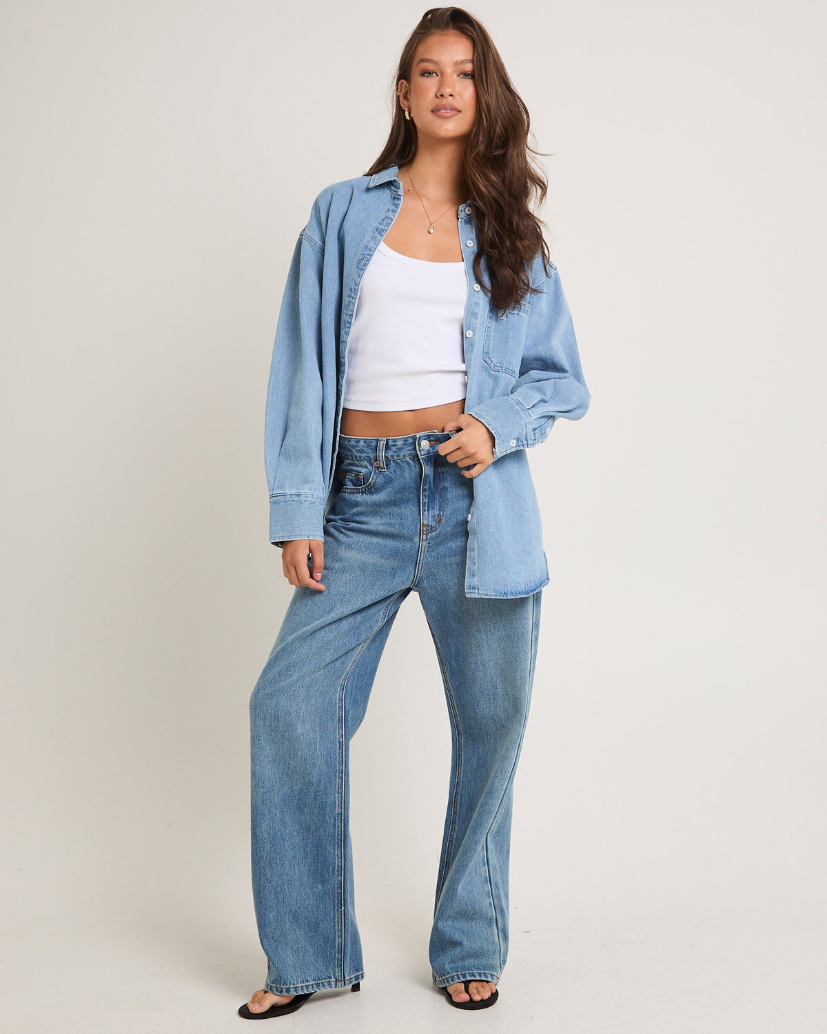 Delta Denim Oversized Long Sleeve Shirt VINTAGE BLUE