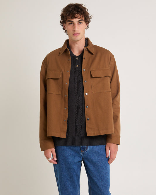 Clement Long Sleeve Overshirt TAUPE BROWN