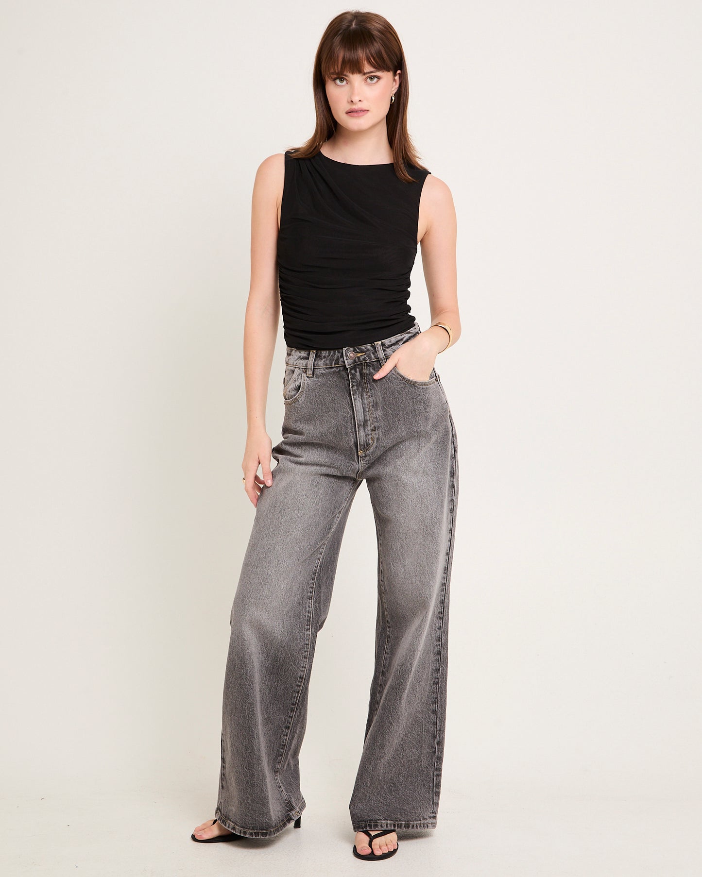 Studio Flare Denim Jeans Black Stone
