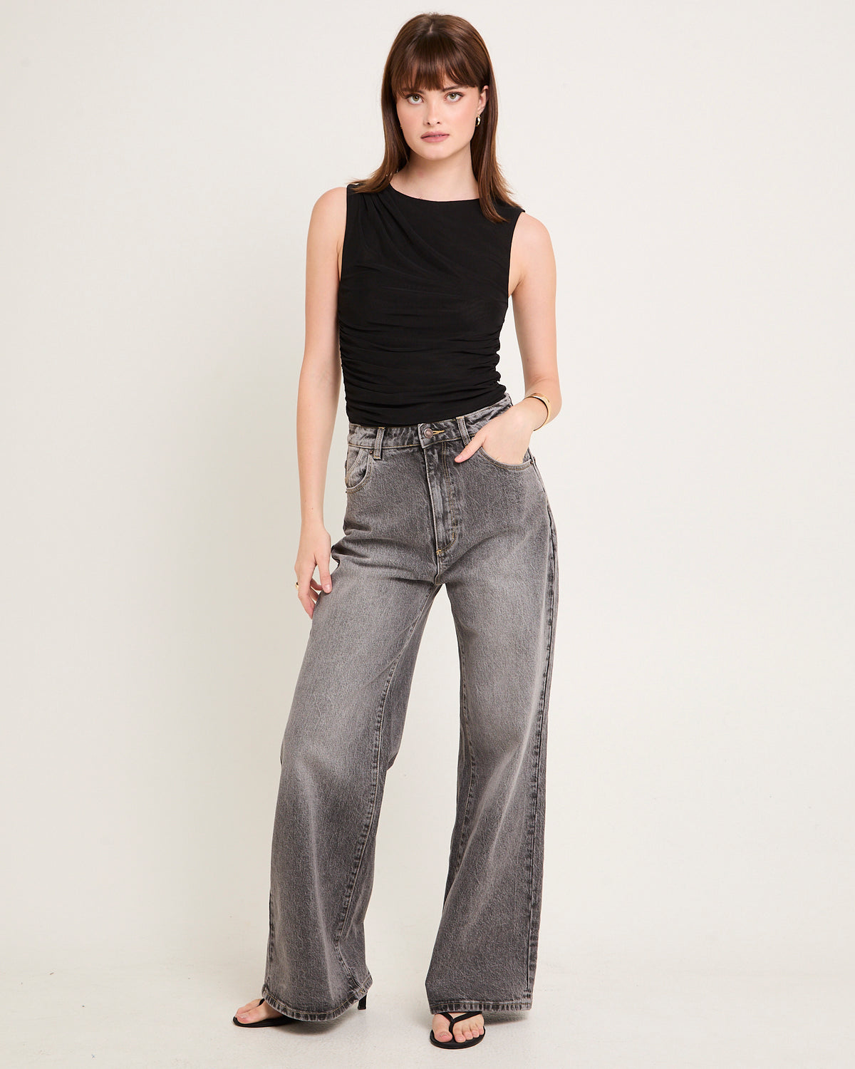 Studio Flare Denim Jeans Black Stone WASHED BLACK