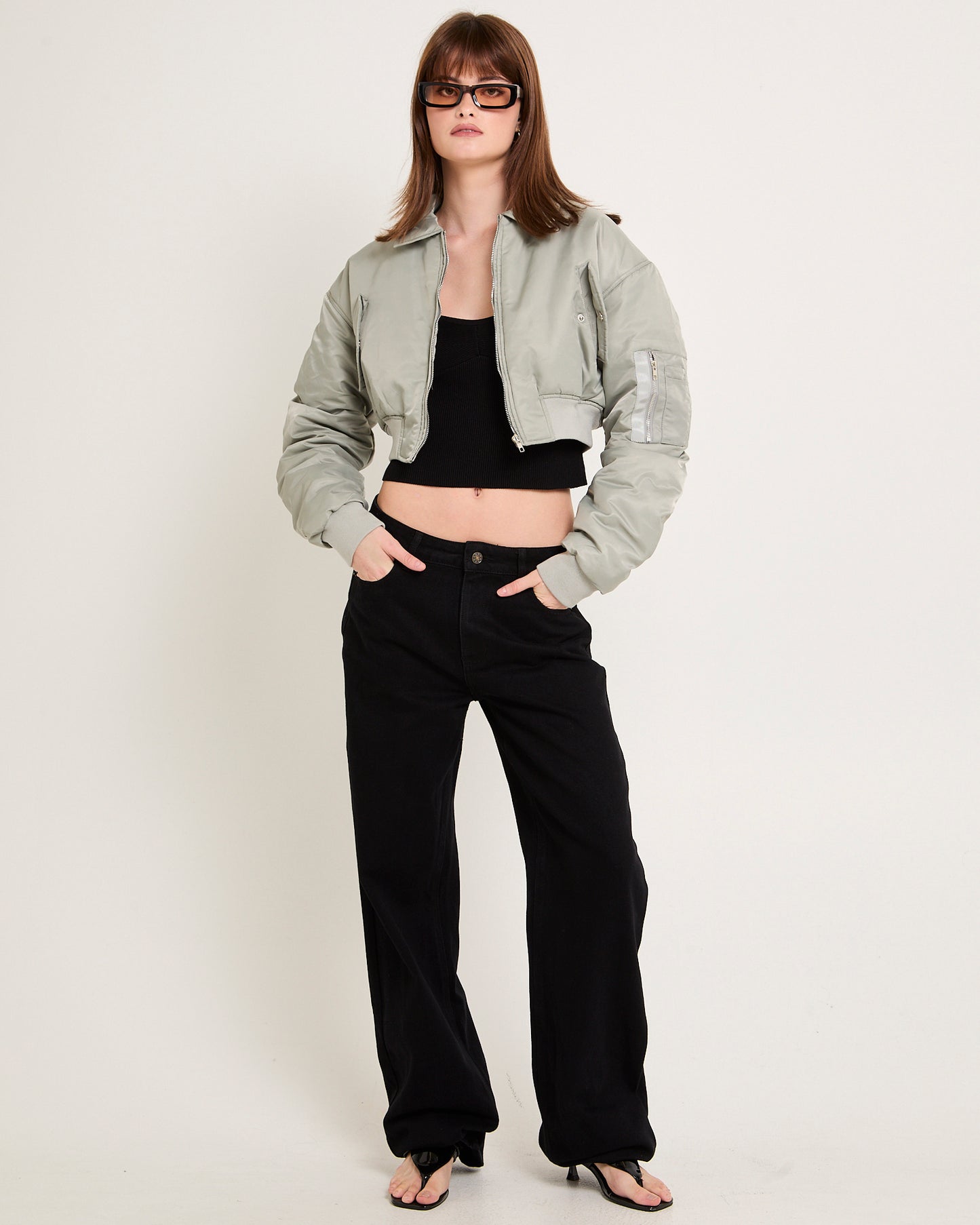 Essential Cropped Bomber Jacket