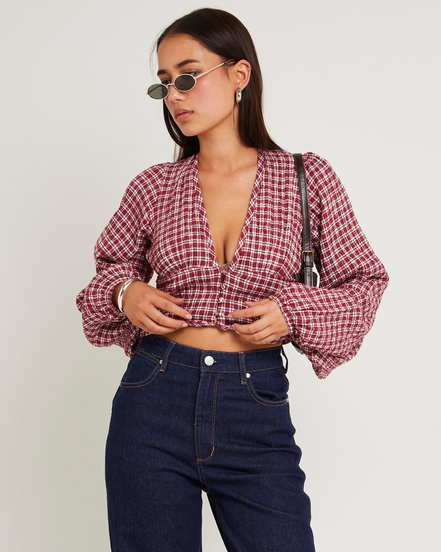 Base Seersucker Long Sleeve Top