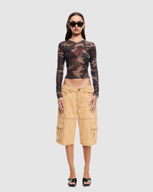 The Boulevard Mesh Top CAMO