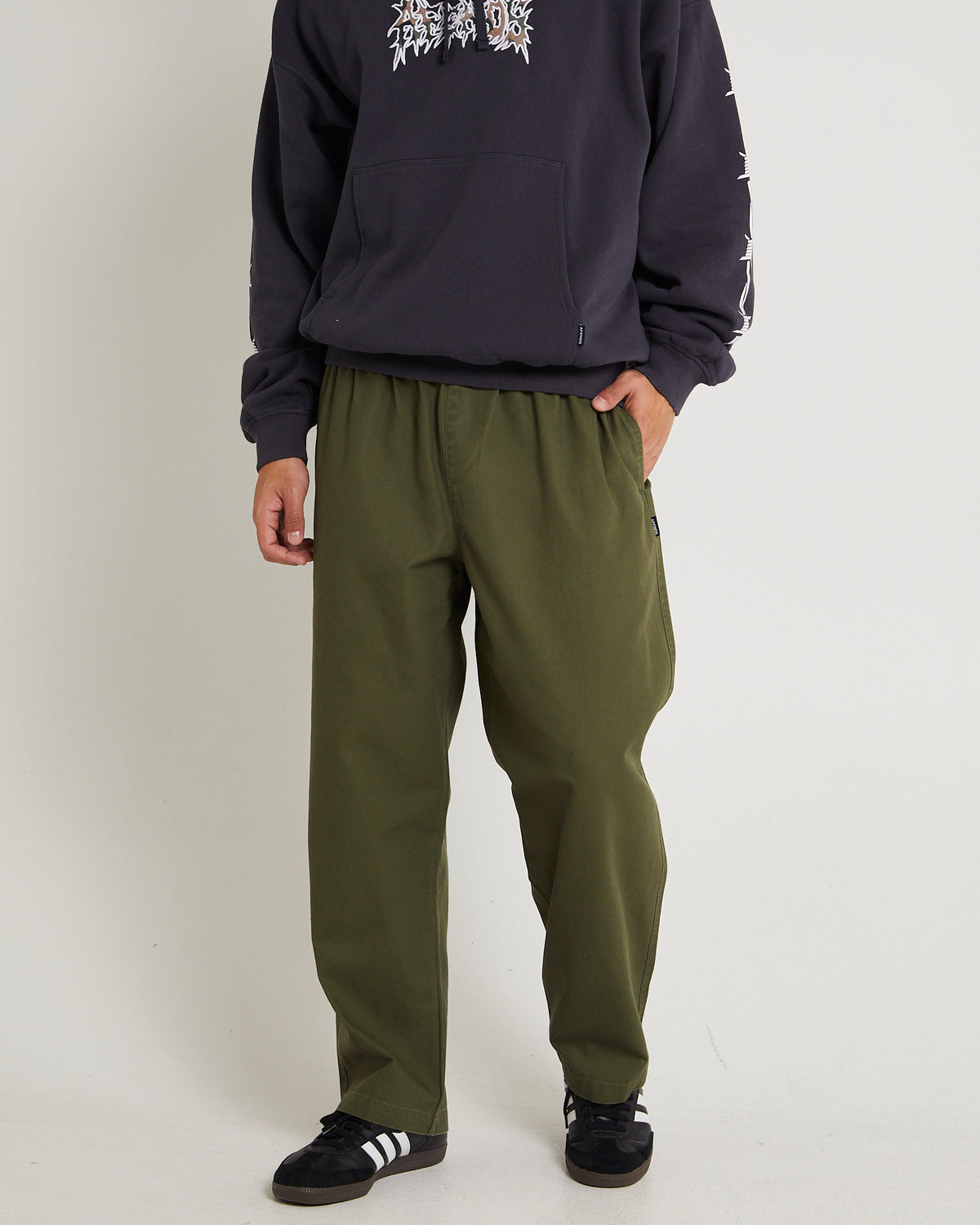 Ninety Eights Elastic Waist Pants MILITARY