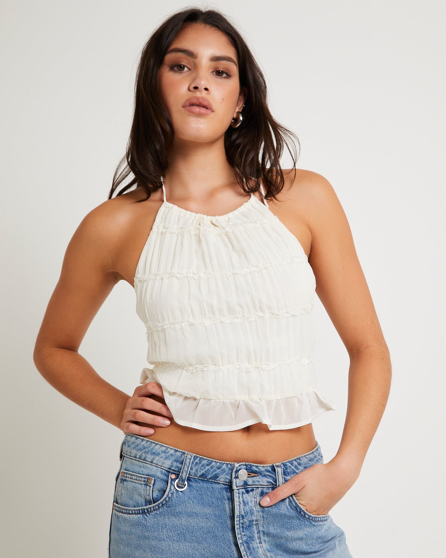 Alda Shirred Backless Top