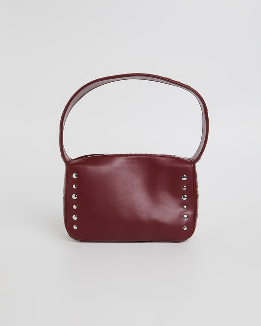 Studded Box Shoulder Bag CHERRY PU