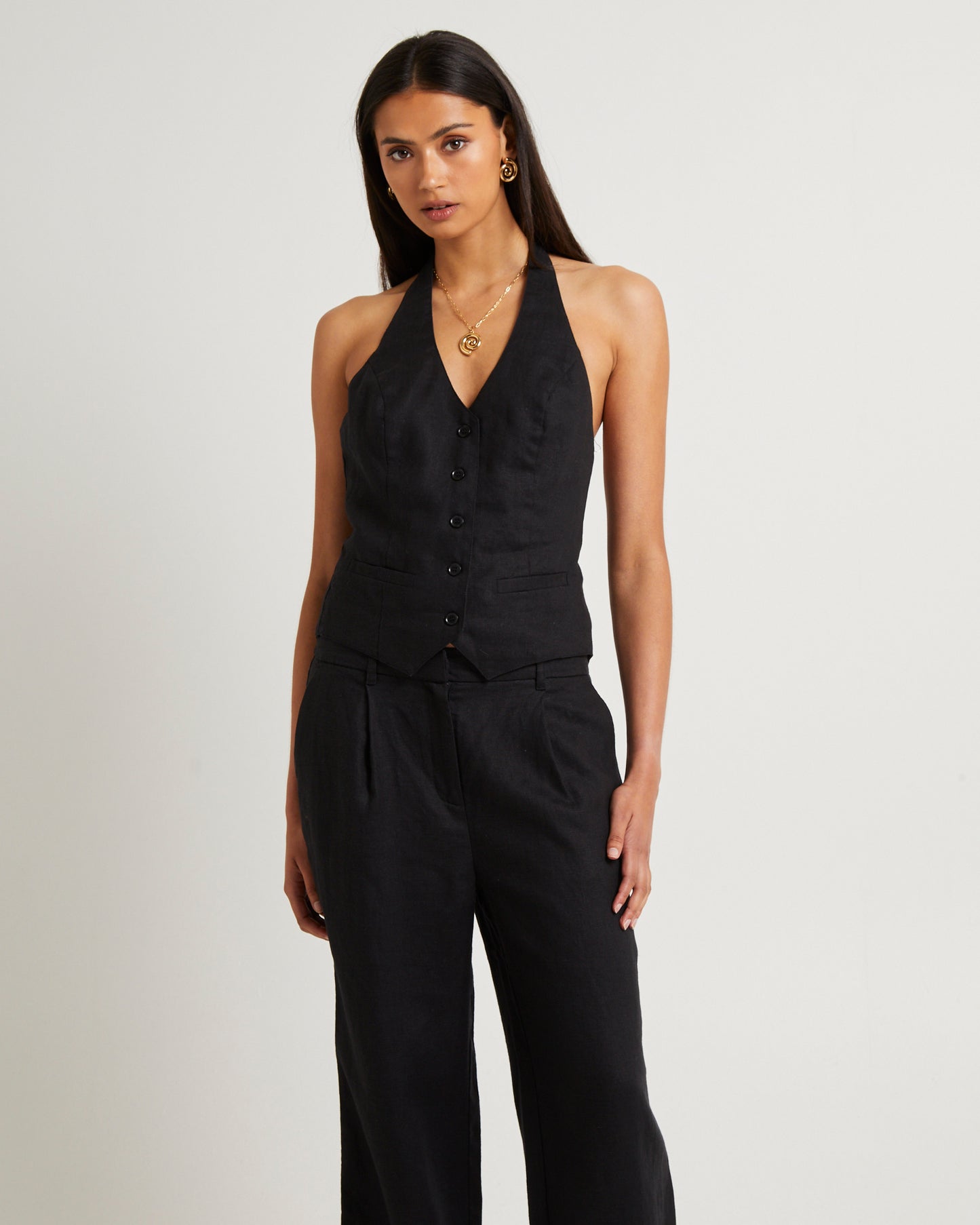 Naomi Linen Halter Vest