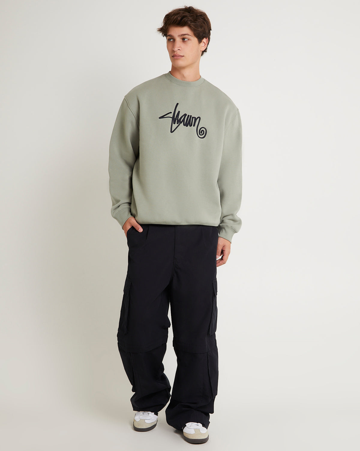 Shawn Script Crew Sweatshirt SEAGRASS