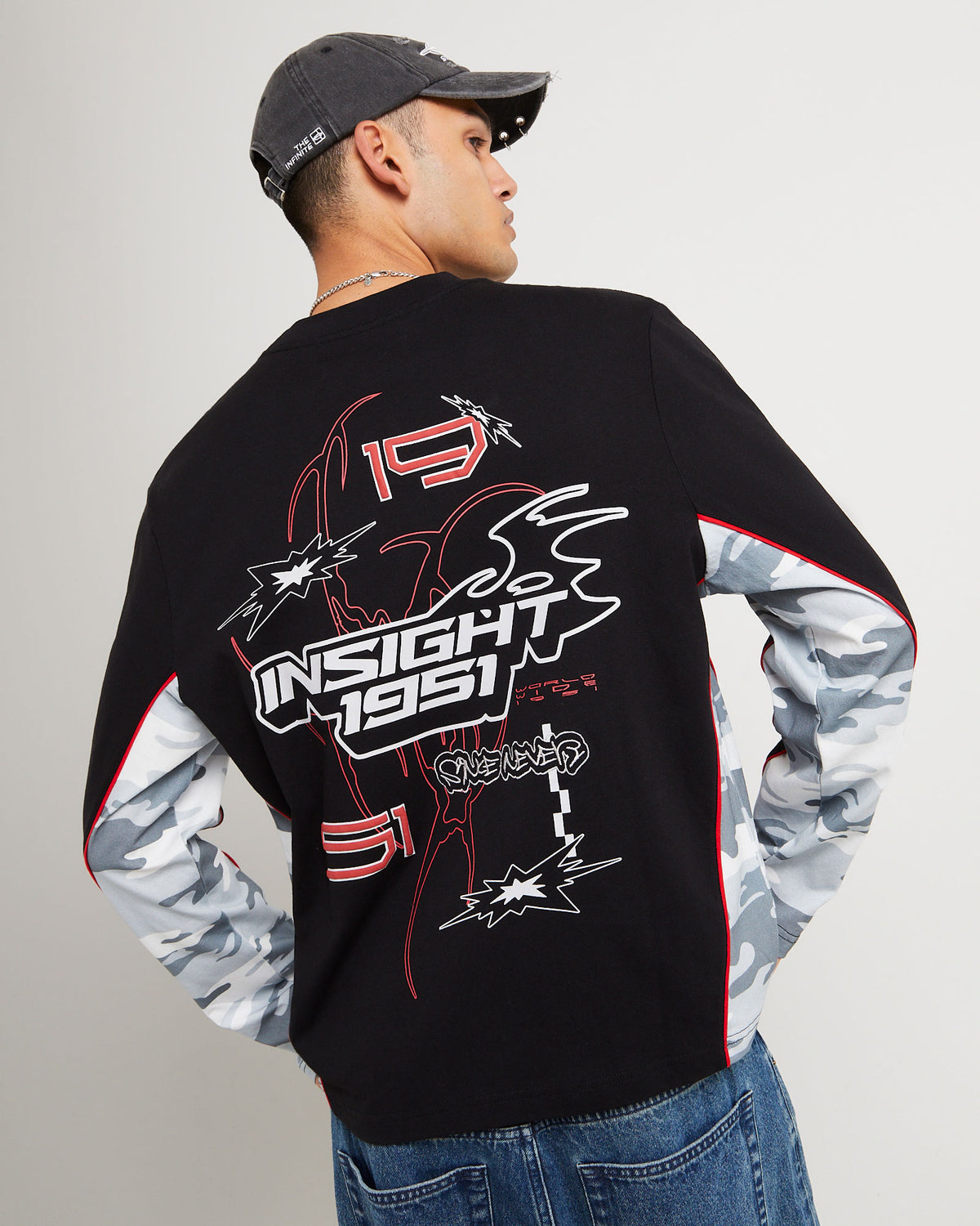 Fluid Camo Long Sleeve T-Shirt BLACK