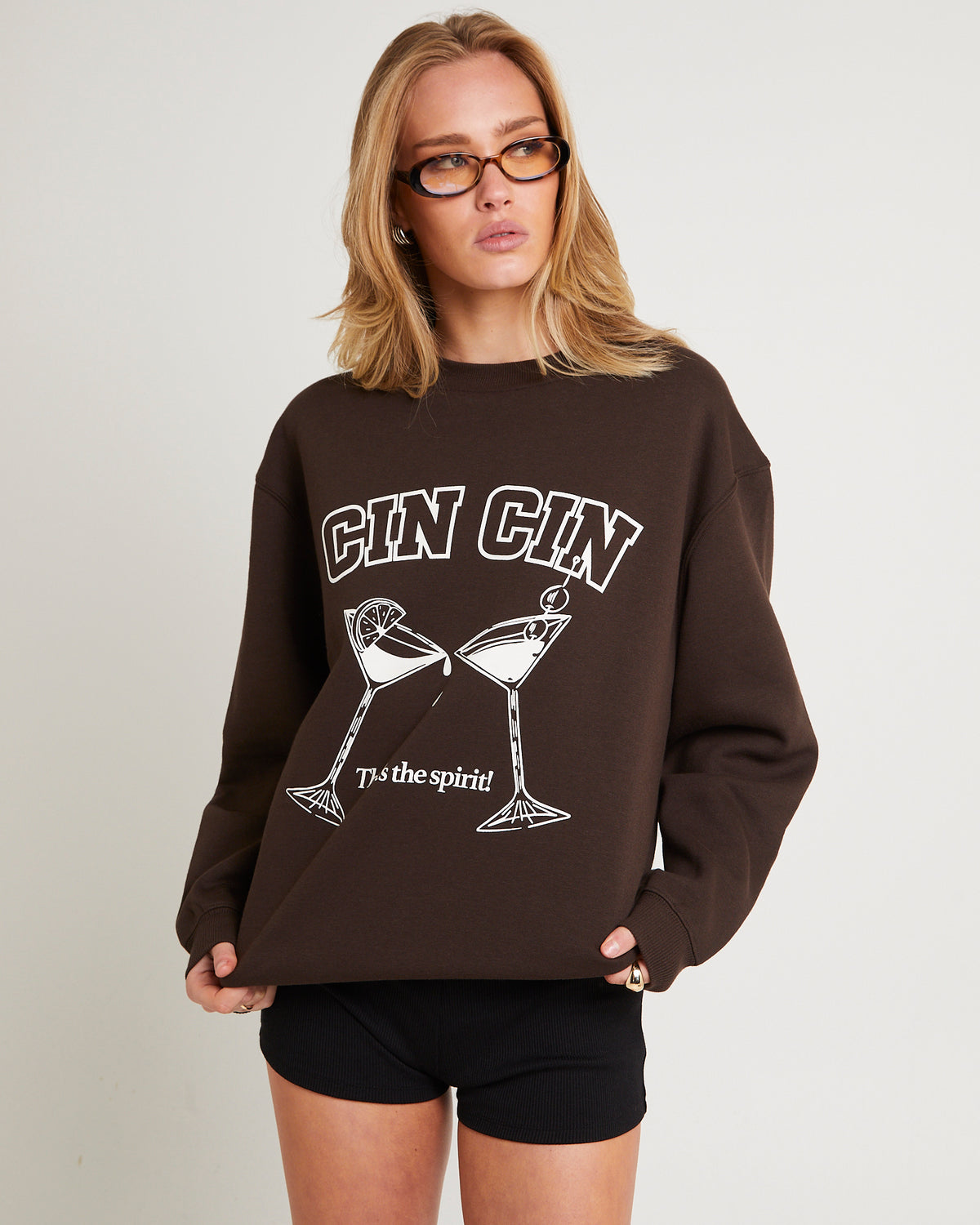 Cin Cin Oversized Fleece Jumper BROWN