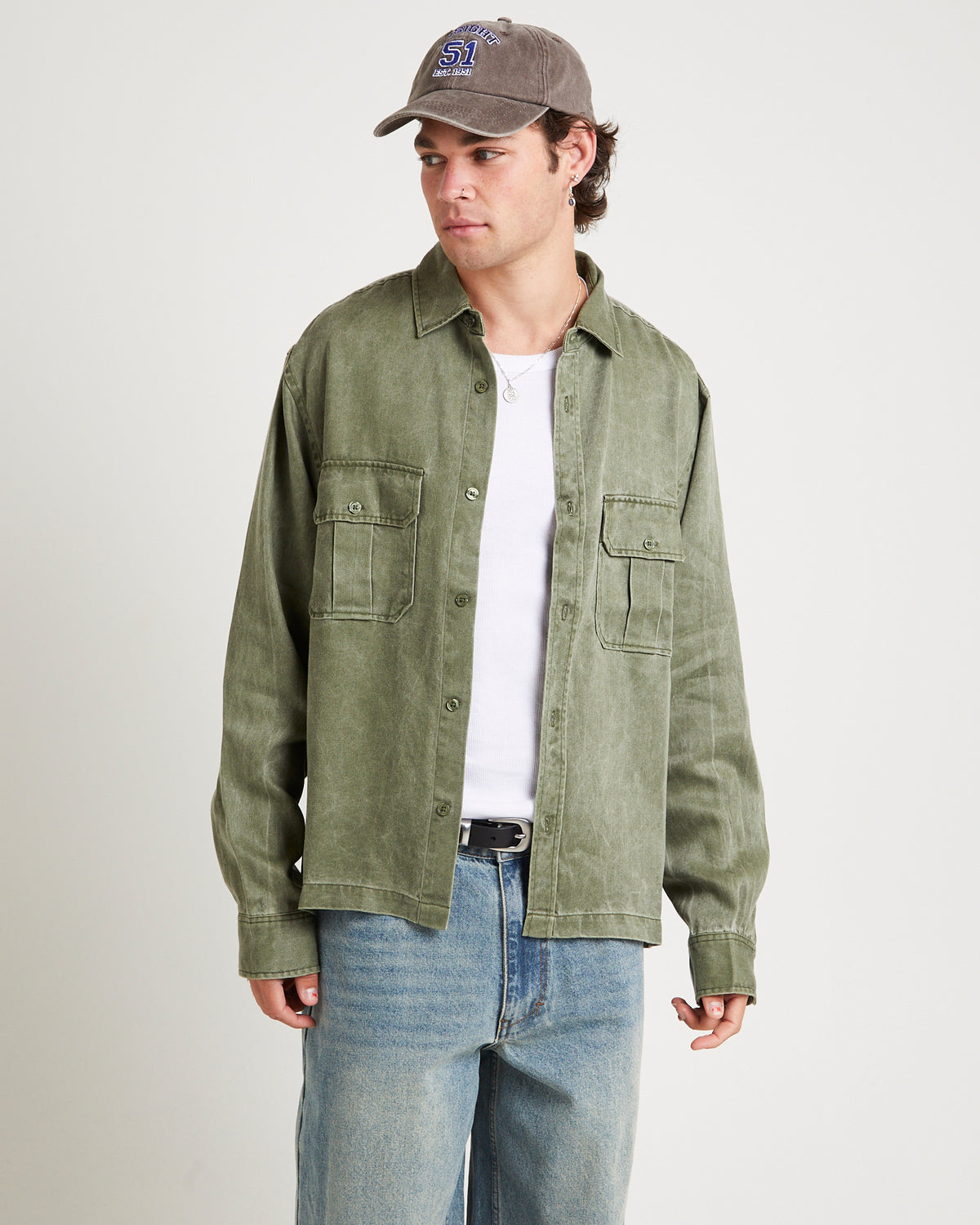 Rashaad Long Sleeve Shirt WASHED OLIVE