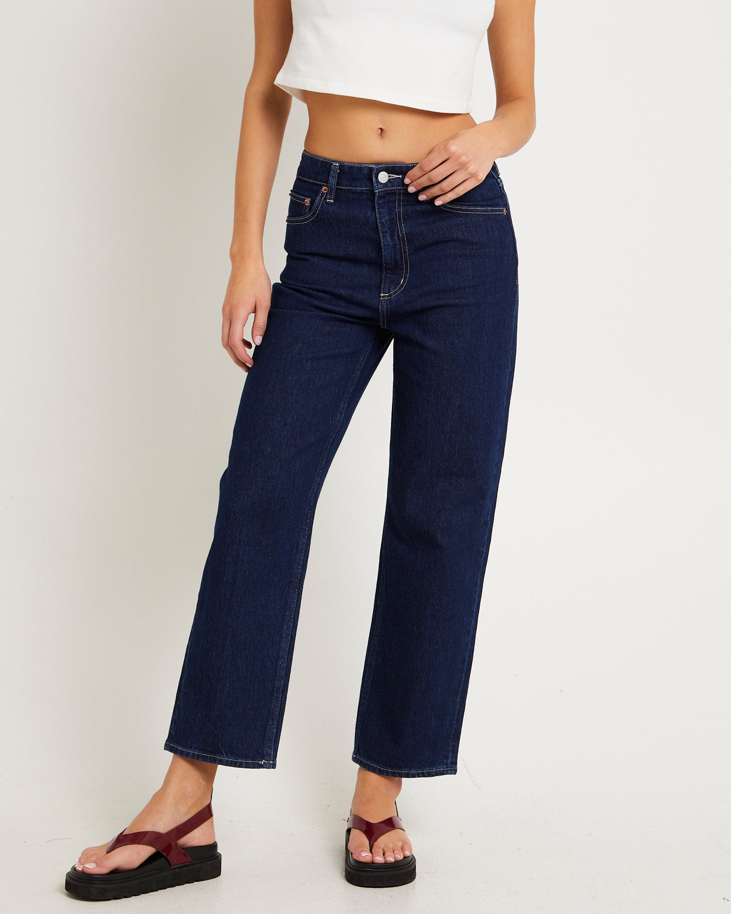 High Straight Crop Denim Jeans