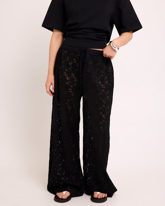 Jasmine Lace Relaxed Pants BLACK