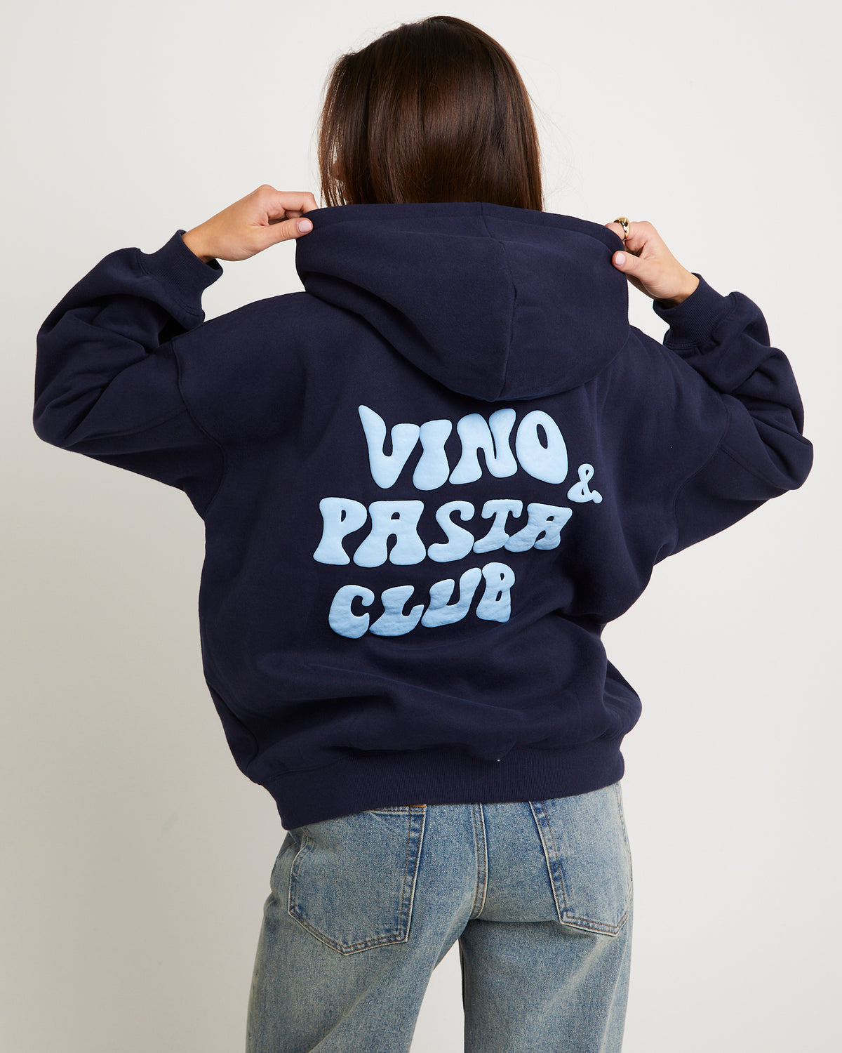 Vino & Pasta Oversized Hoodie NAVY BLUE
