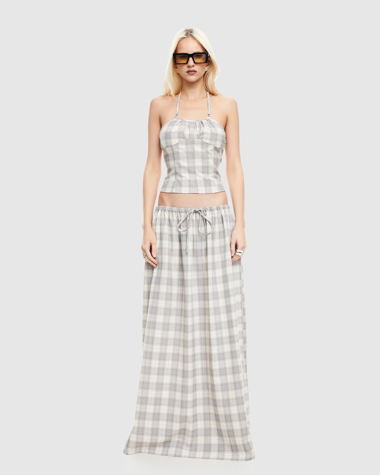 Sweet Escape Cami SMOKE PLAID