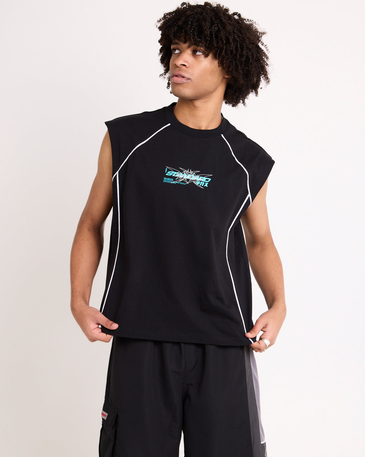 Whipped Sleeveless Tank BLACK