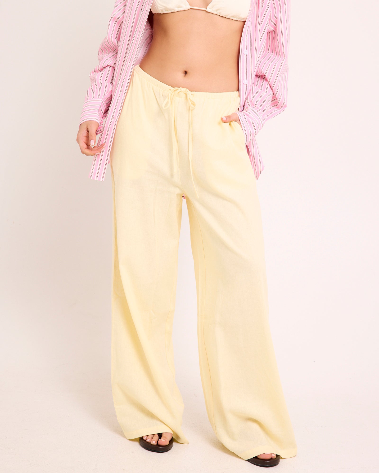 Hideaway Linen Wide Leg Pants YELLOW
