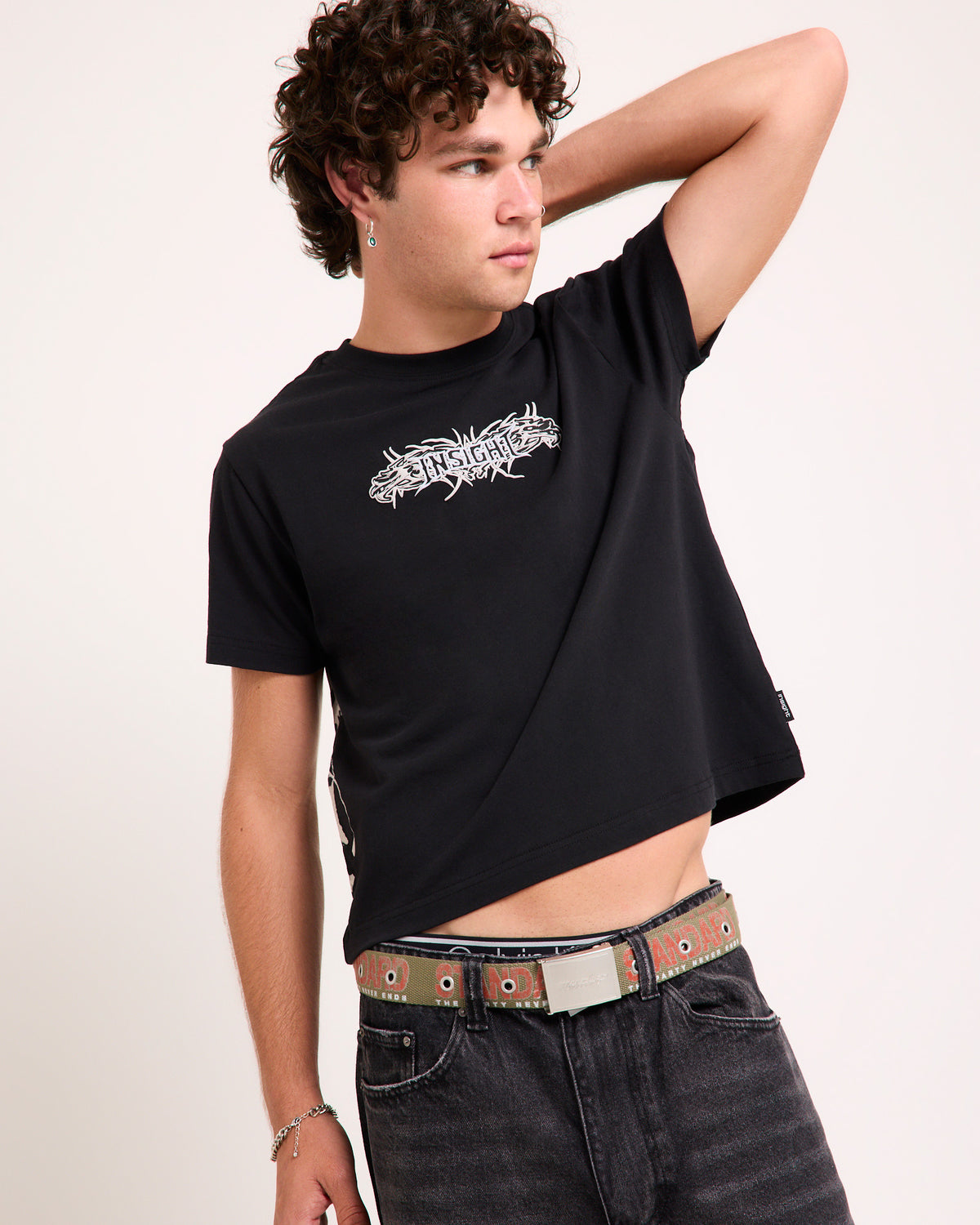 Narco Shrunken Cropped T-Shirt BLACK