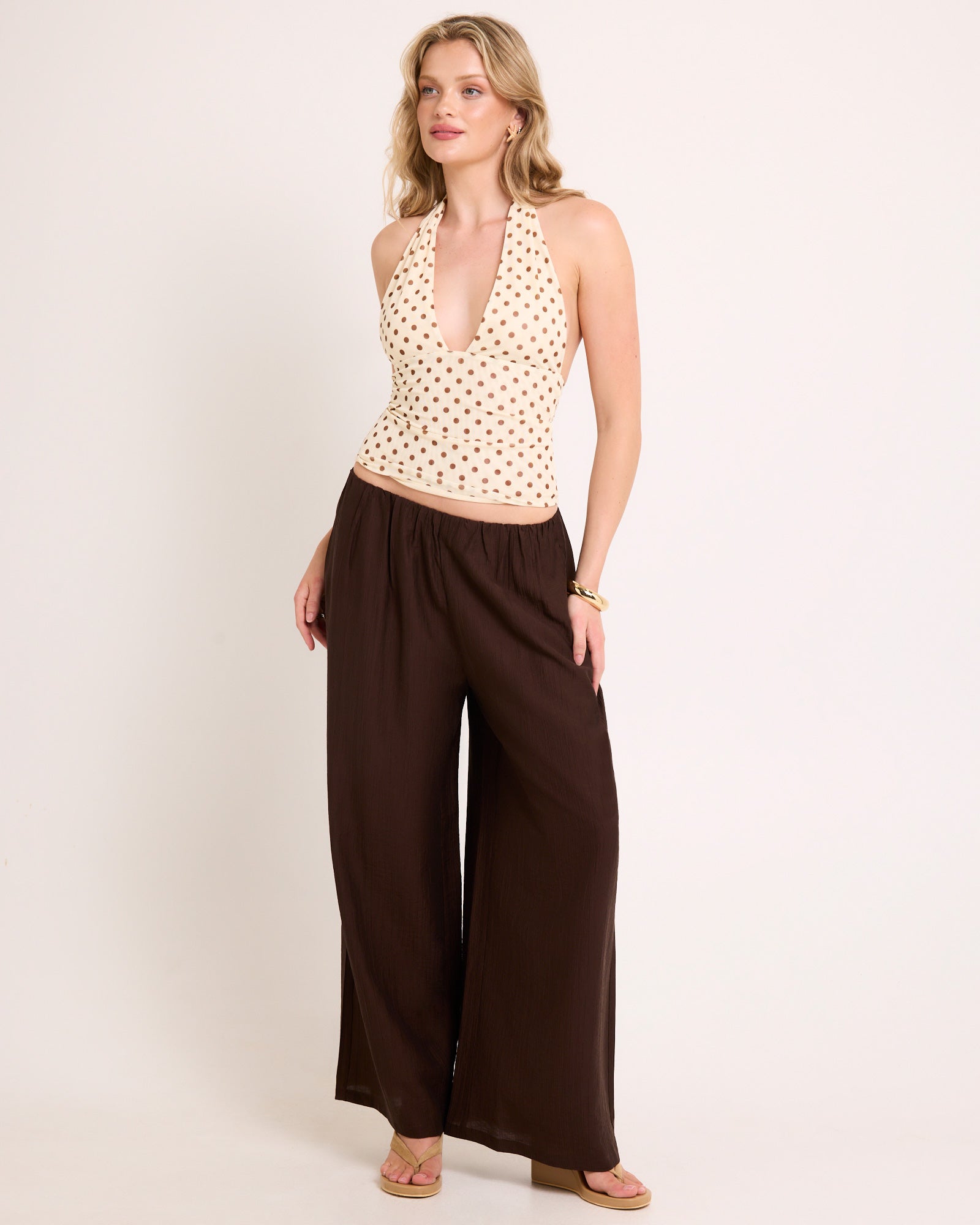 Skye Wide Leg Pants CHOCOLATE