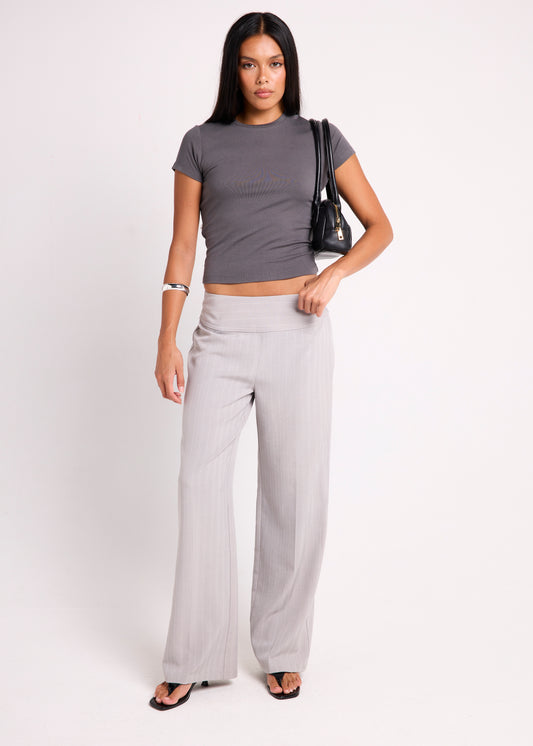 April Wide Waisted Pants GREY STRIPE