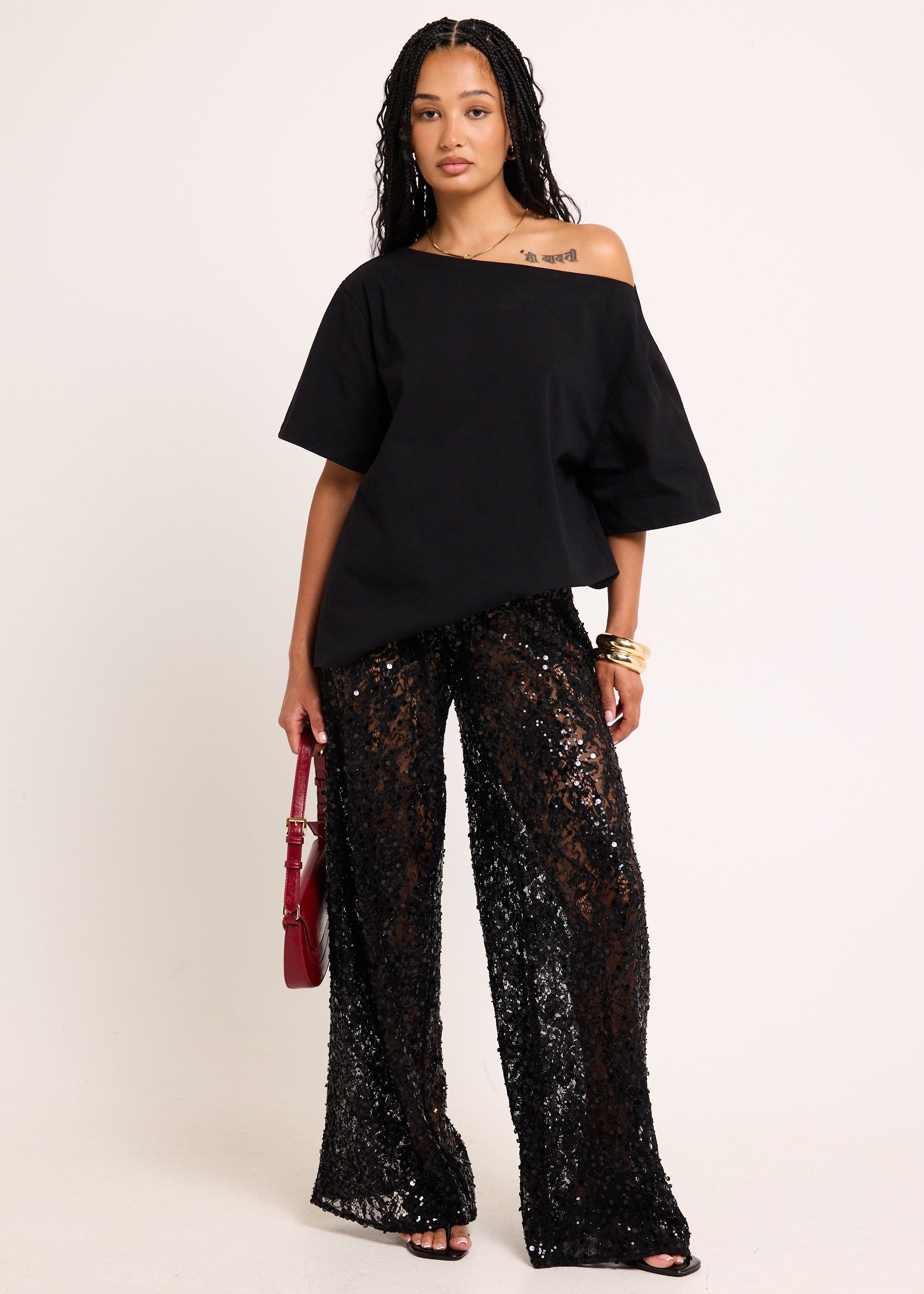 Sophia Lace Pants BLACK