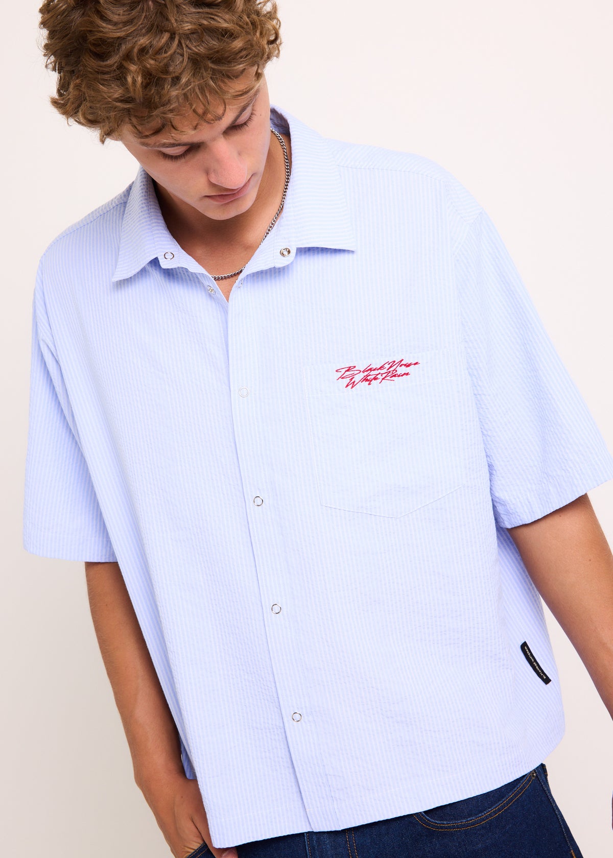 Crinkel Short Sleeve Shirt BLUE