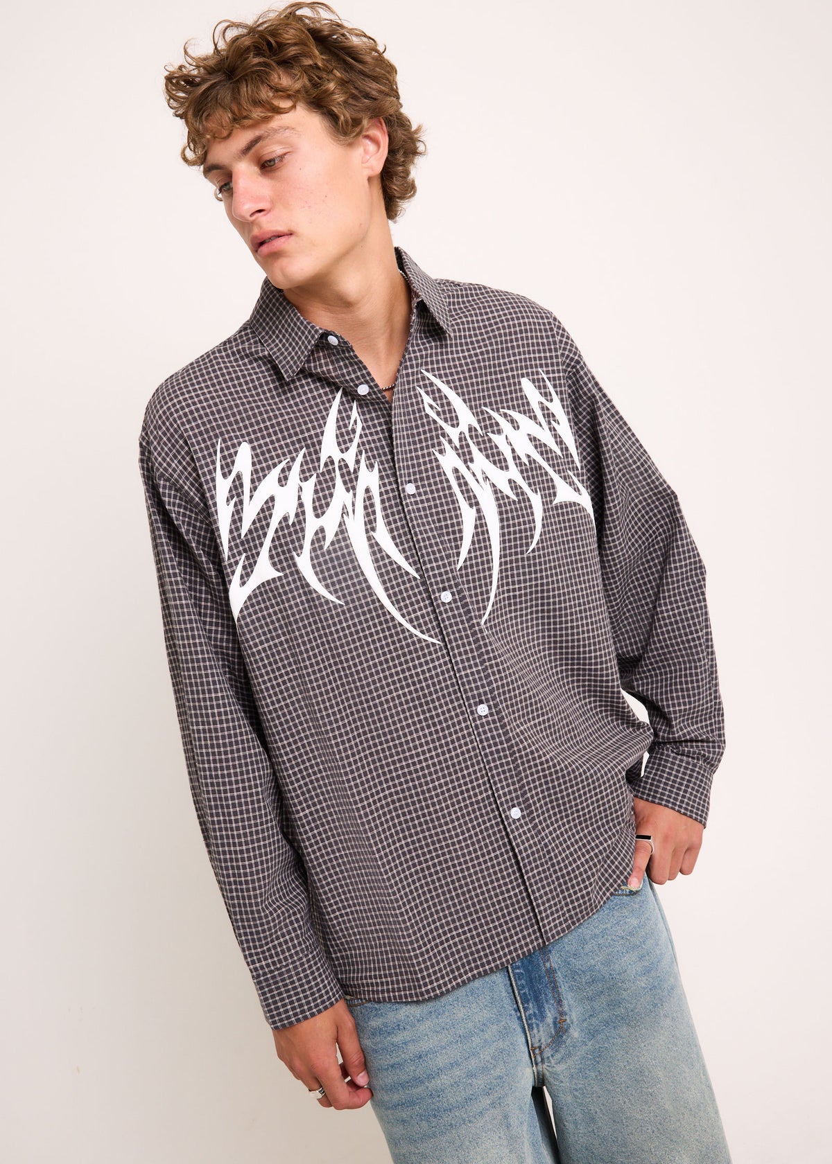 Spines Long Sleeve Shirt GREY CHECK