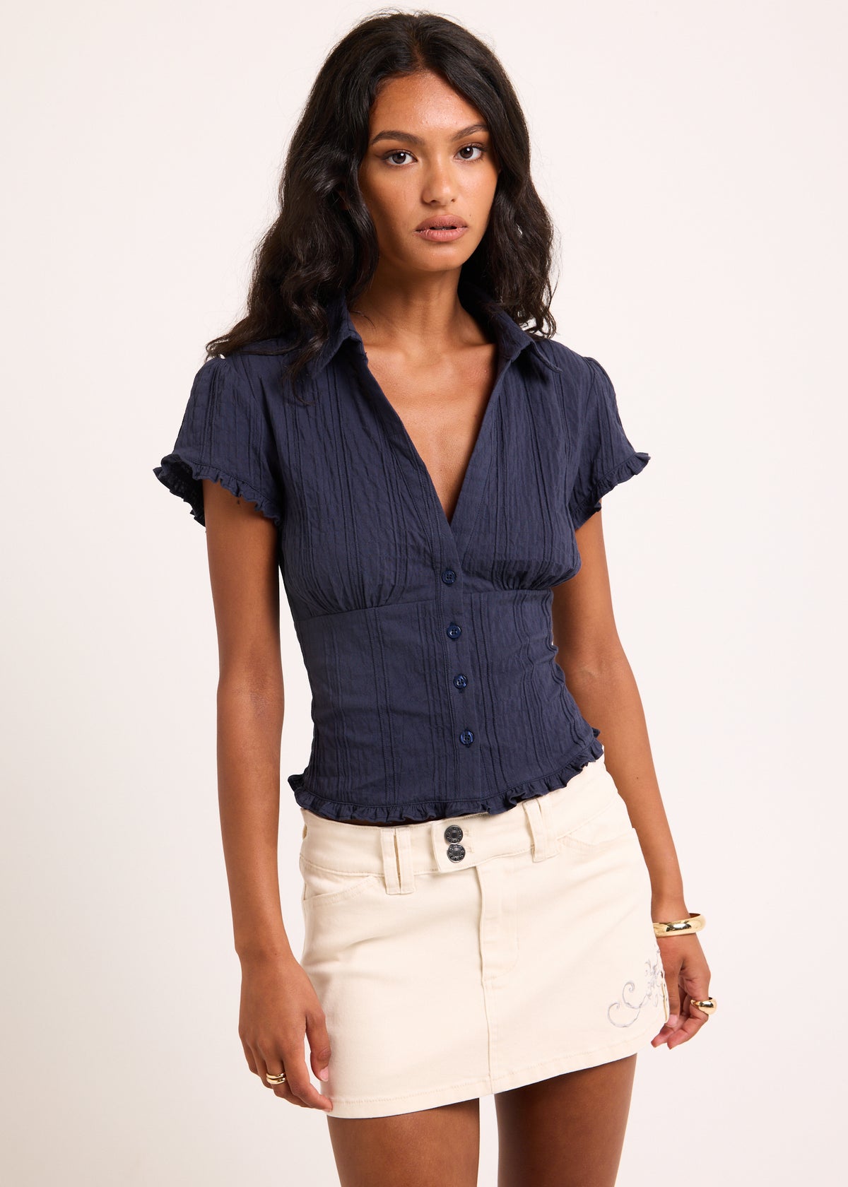 Bryn Ruffle Shirt GREY