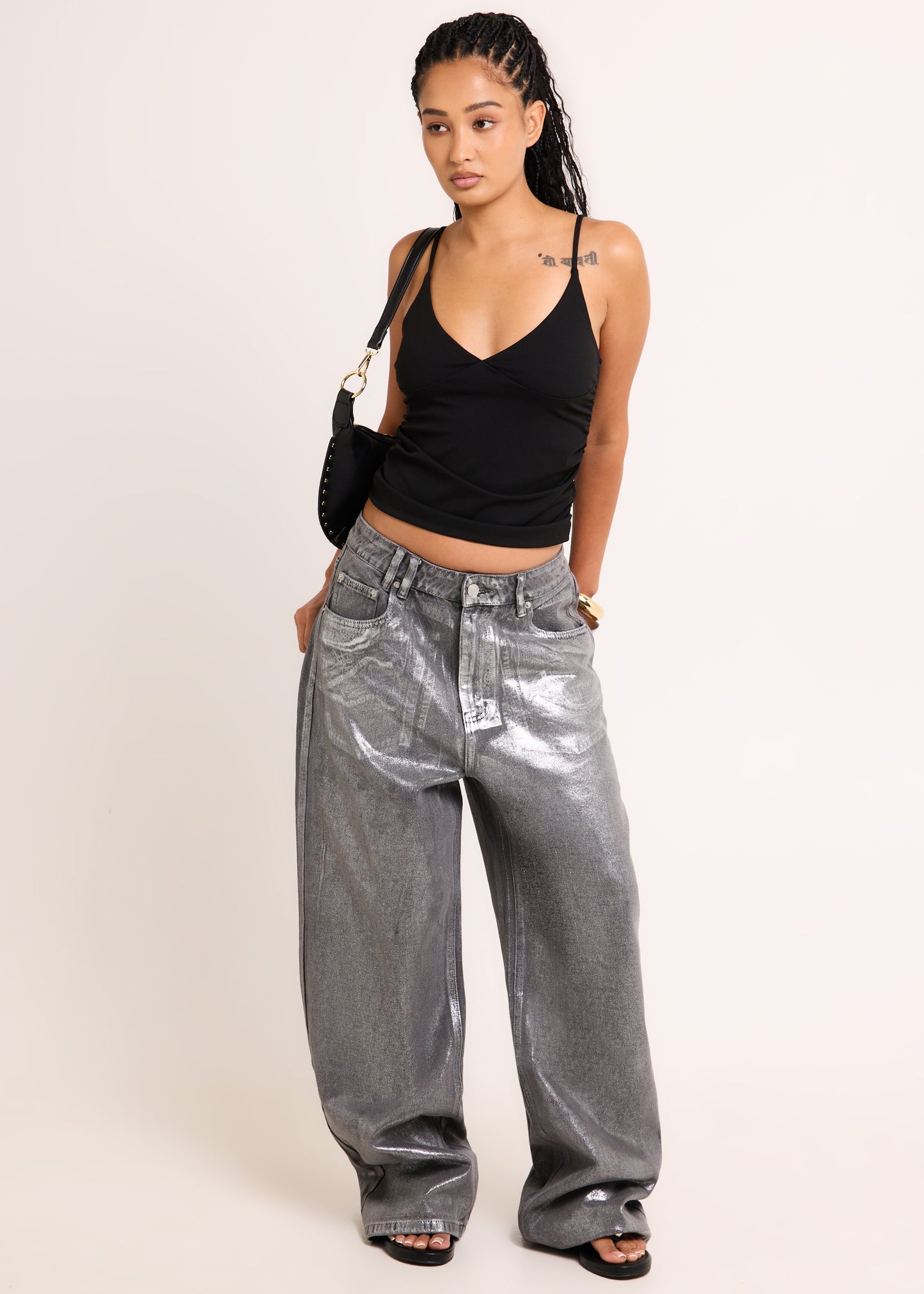 Razor Metallic Straight Denim Jeans