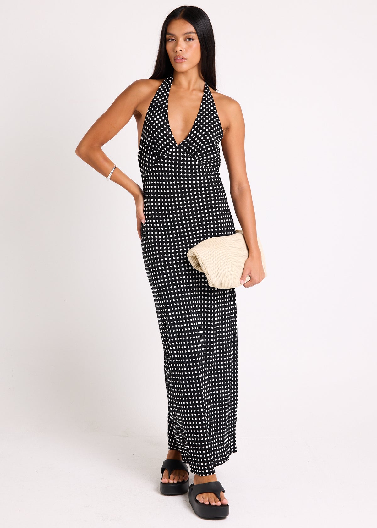 Hannah Halter Maxi Dress BLACK/WHITE SPOT