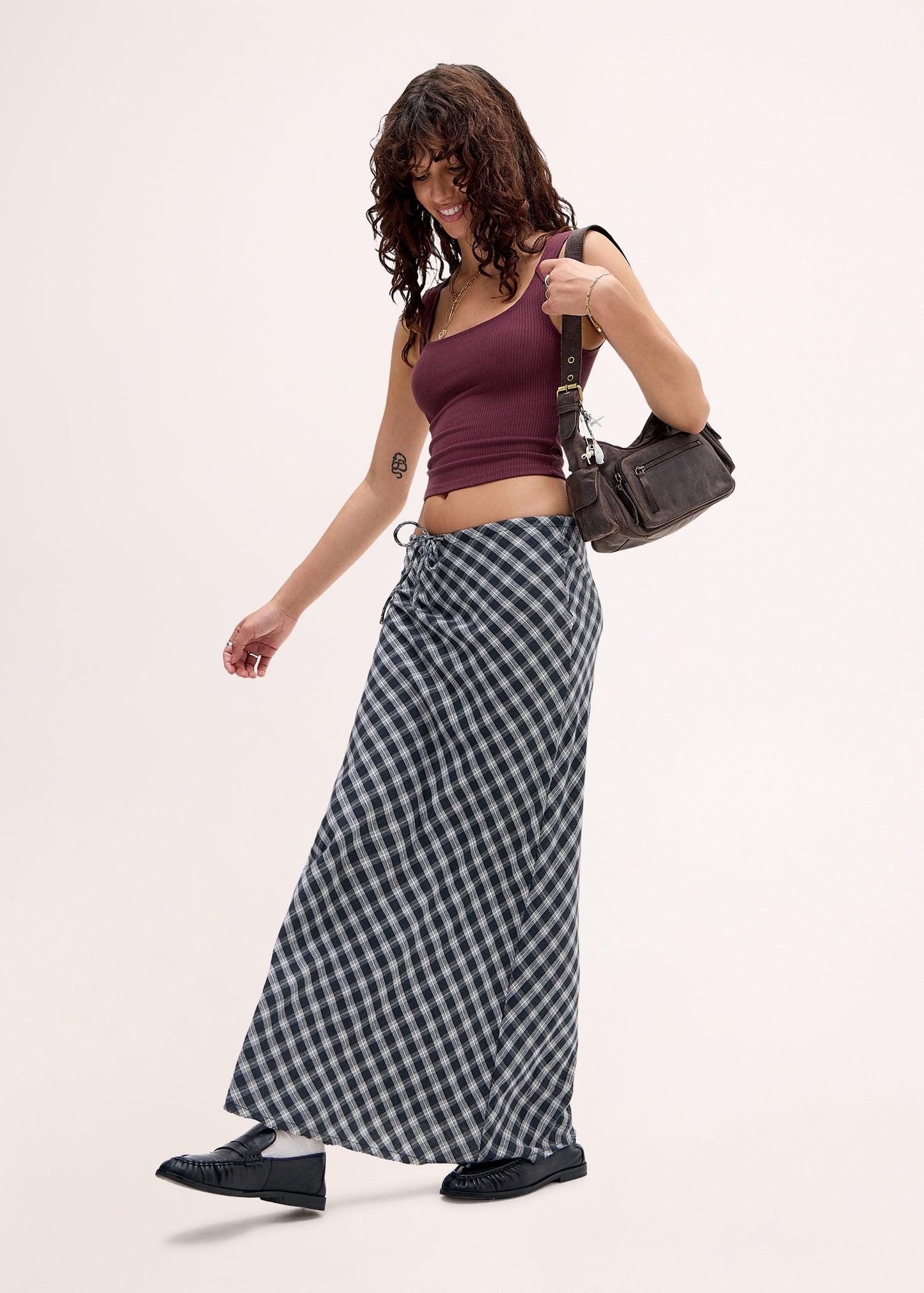 BDG Check Maxi Skirt