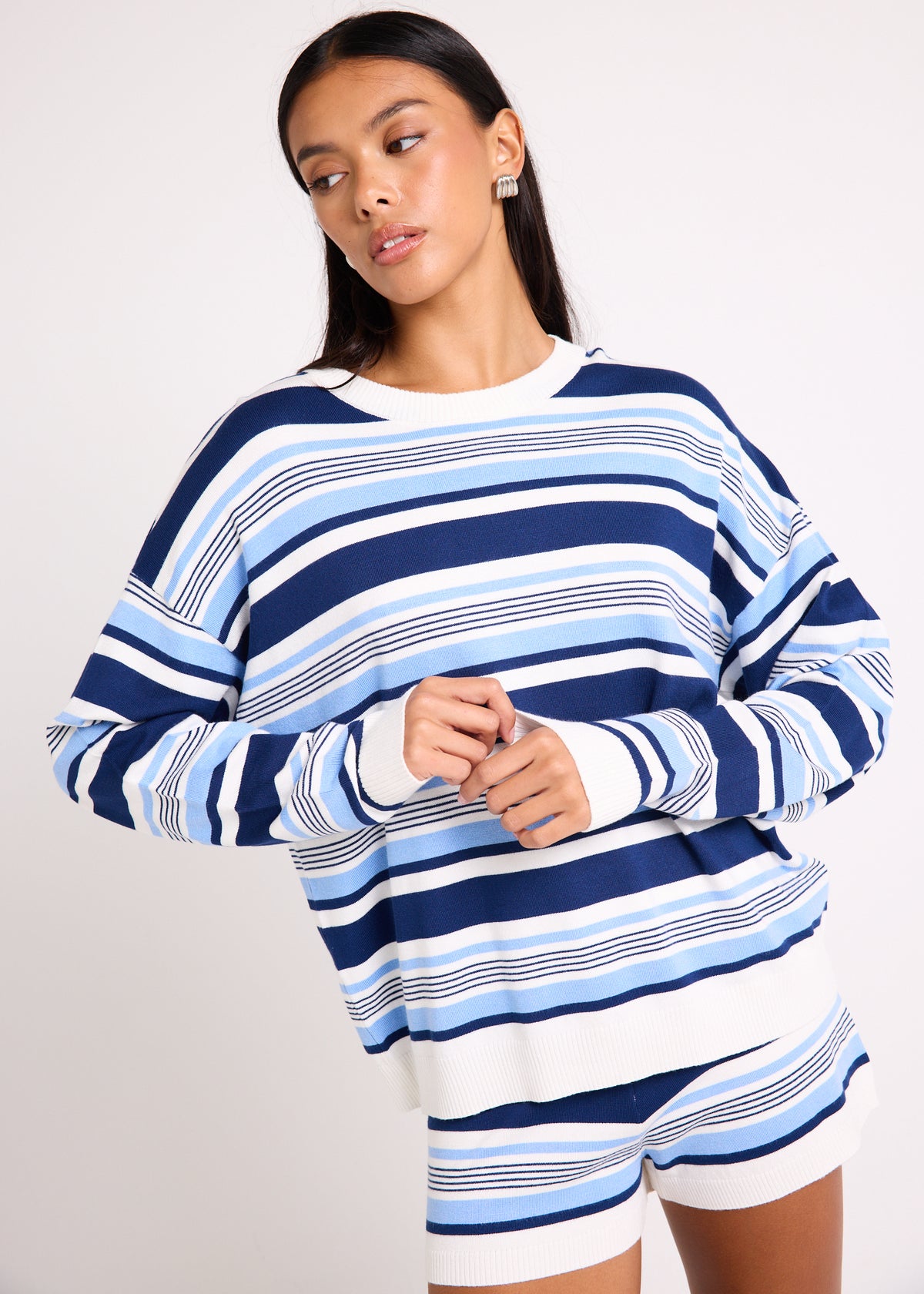 Chiara Stripes Oversized Knit Top BLUE STRIPE