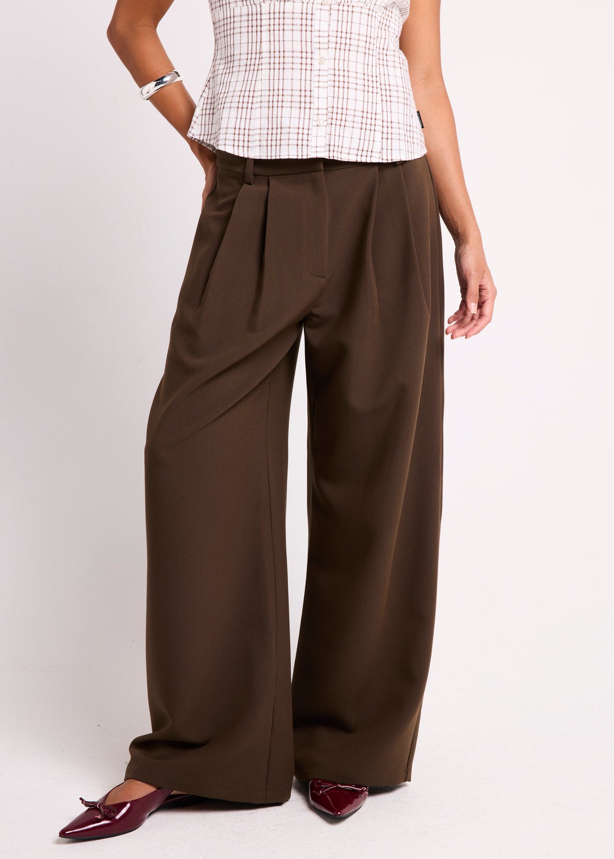 Emory Low Rise Tailored Pants CHOCOLATE