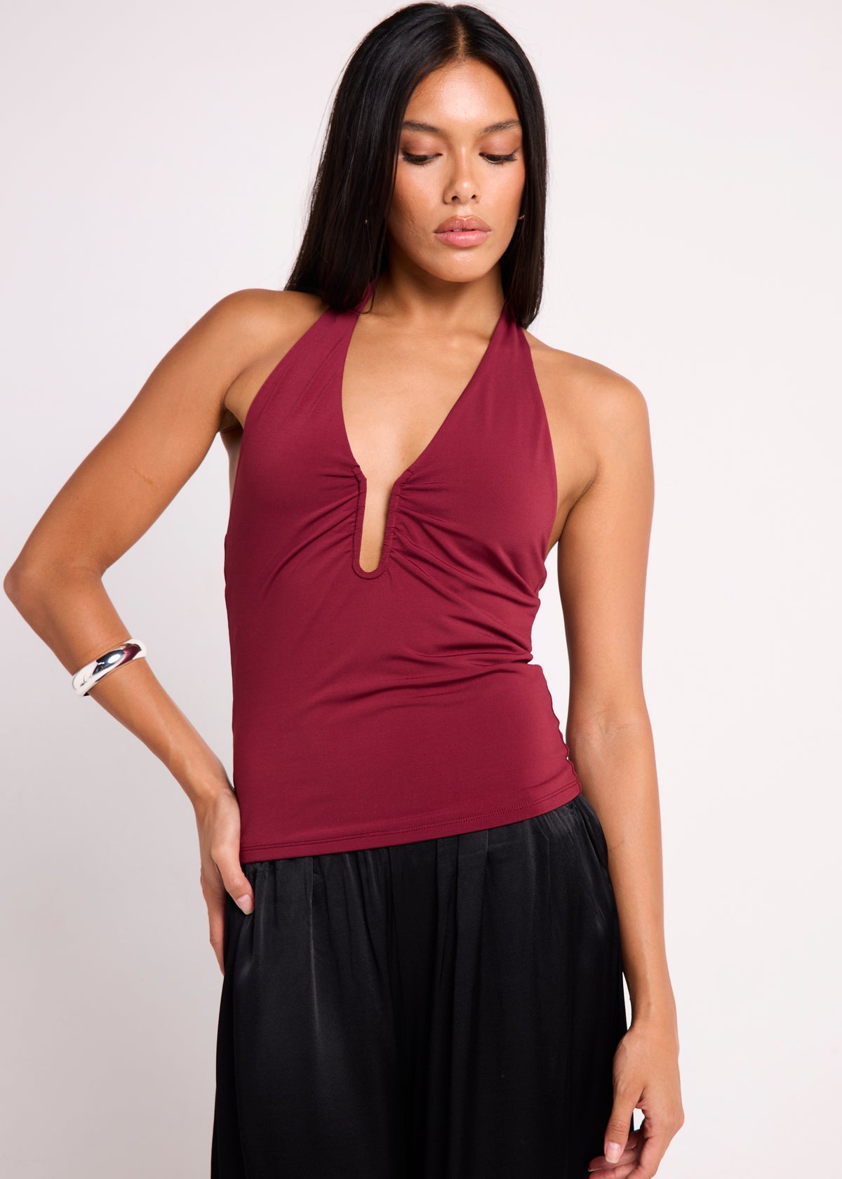 Eden Plunge Halter Top WINE