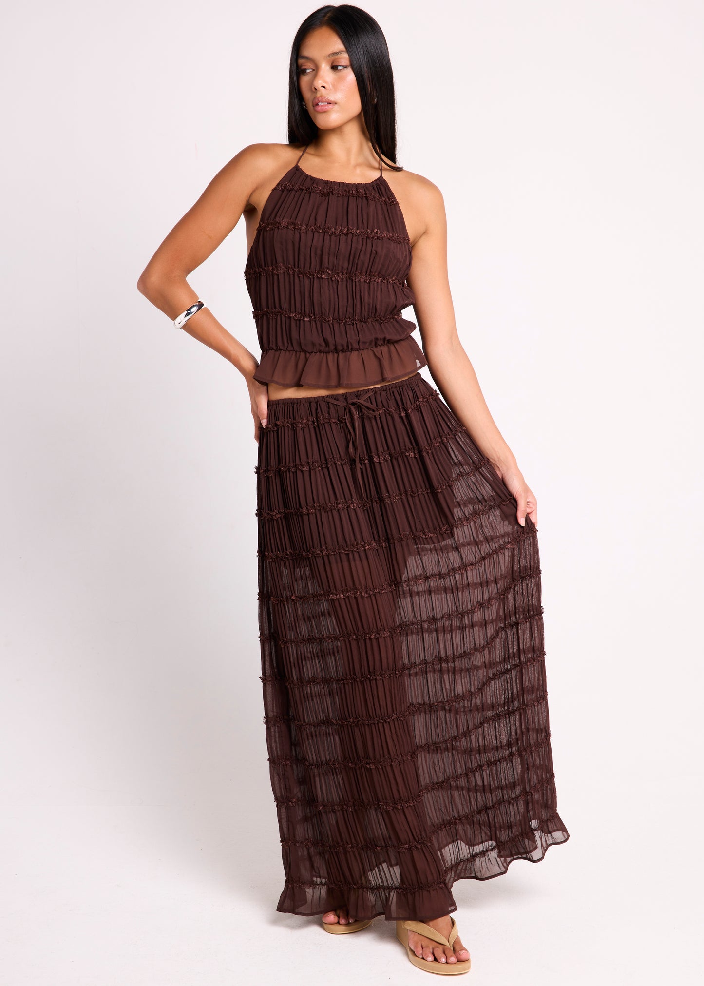 Alda Shirred Maxi Skirt