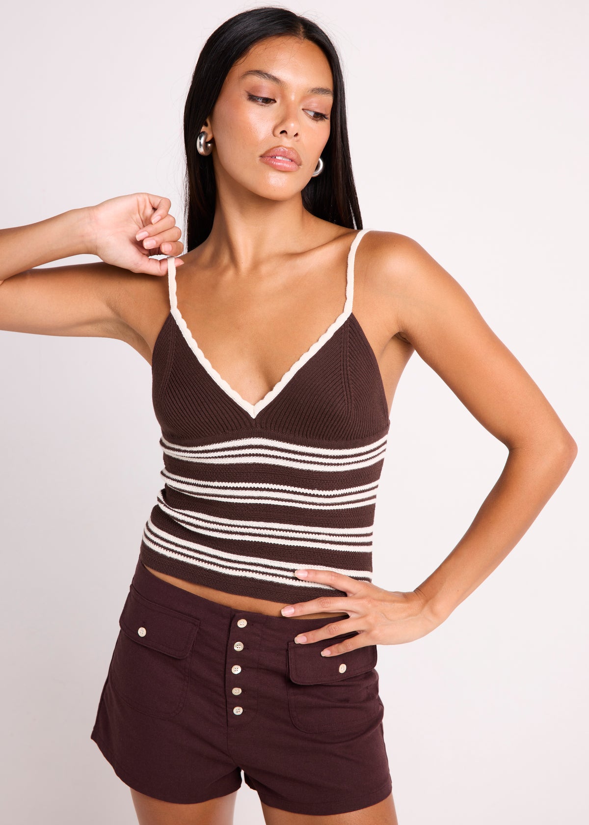 Promenade Knit Top CHOC STRIPES