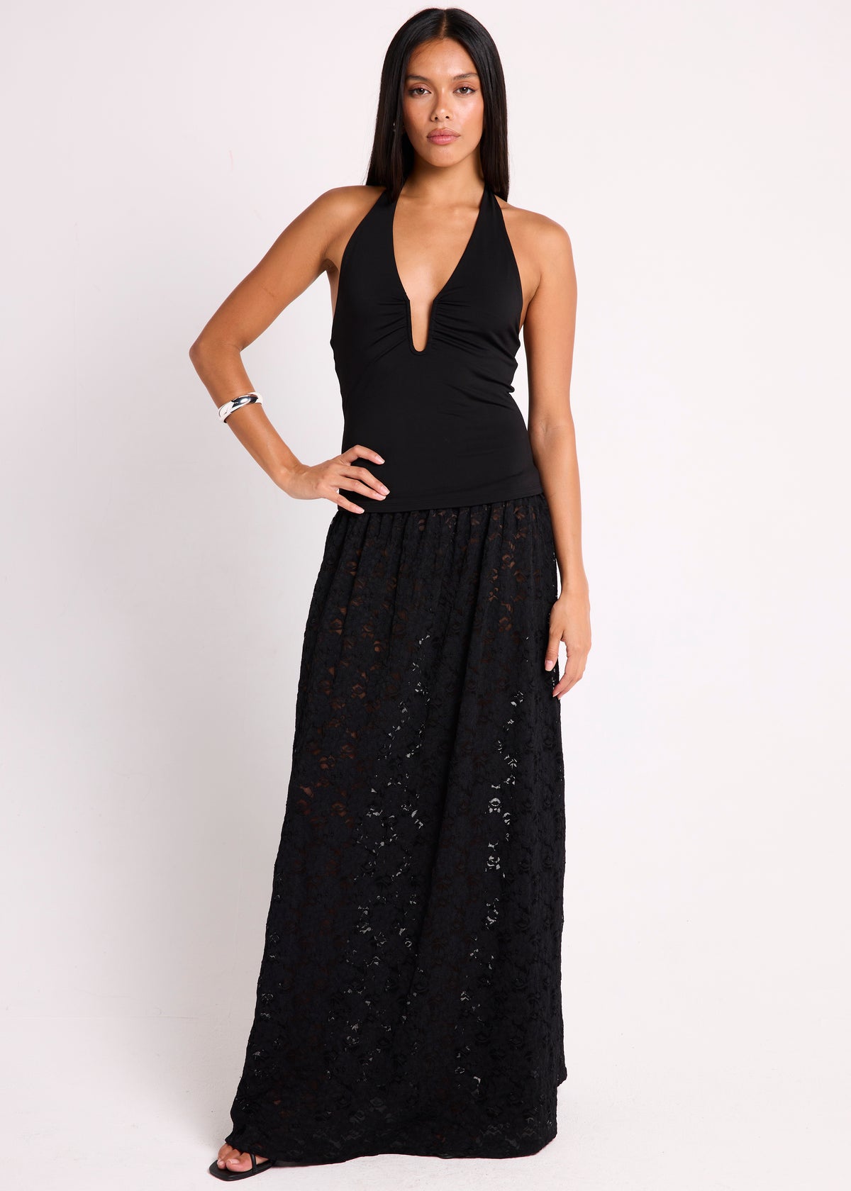 Sigrid Lace Maxi Skirt BLACK