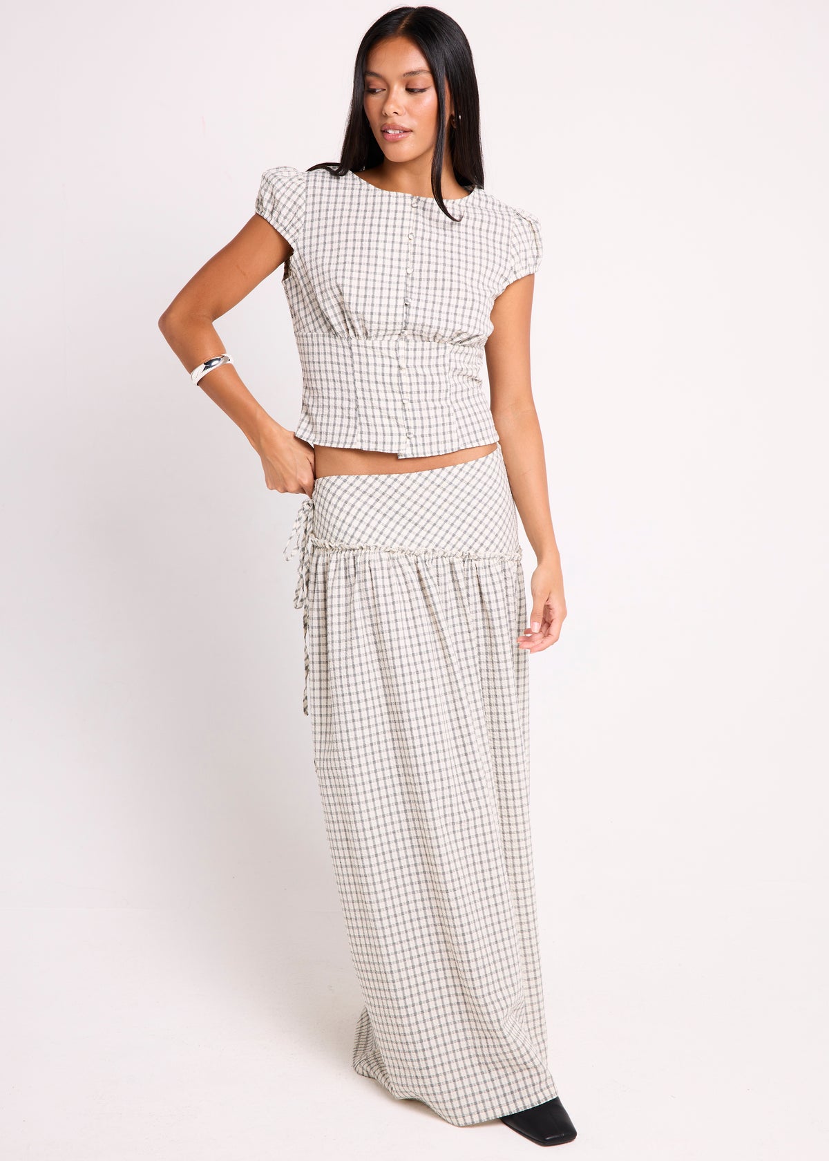Freydis Check Skirt BLACK GINGHAM